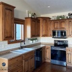 White Laminate Kitchen Cabinets With Oak Trim